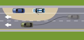diagram showing how to move over on a double lane road