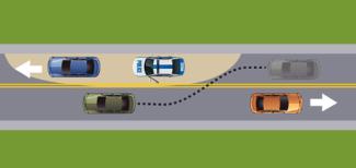 diagram showing how to move over on a single lane road with no shoulder